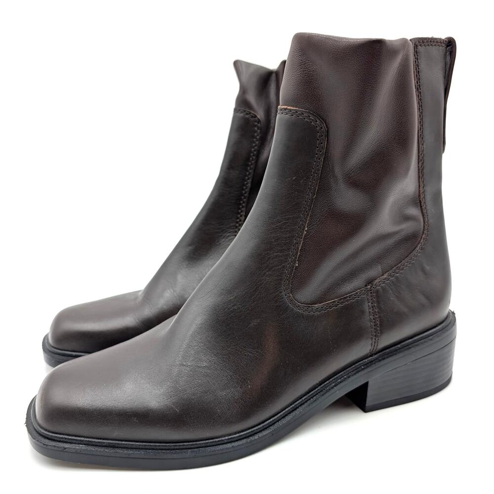 Franco Sarto Gavi Ankle Bootie Side Zip Women's Dark Brown Size US9.5M EU40.5